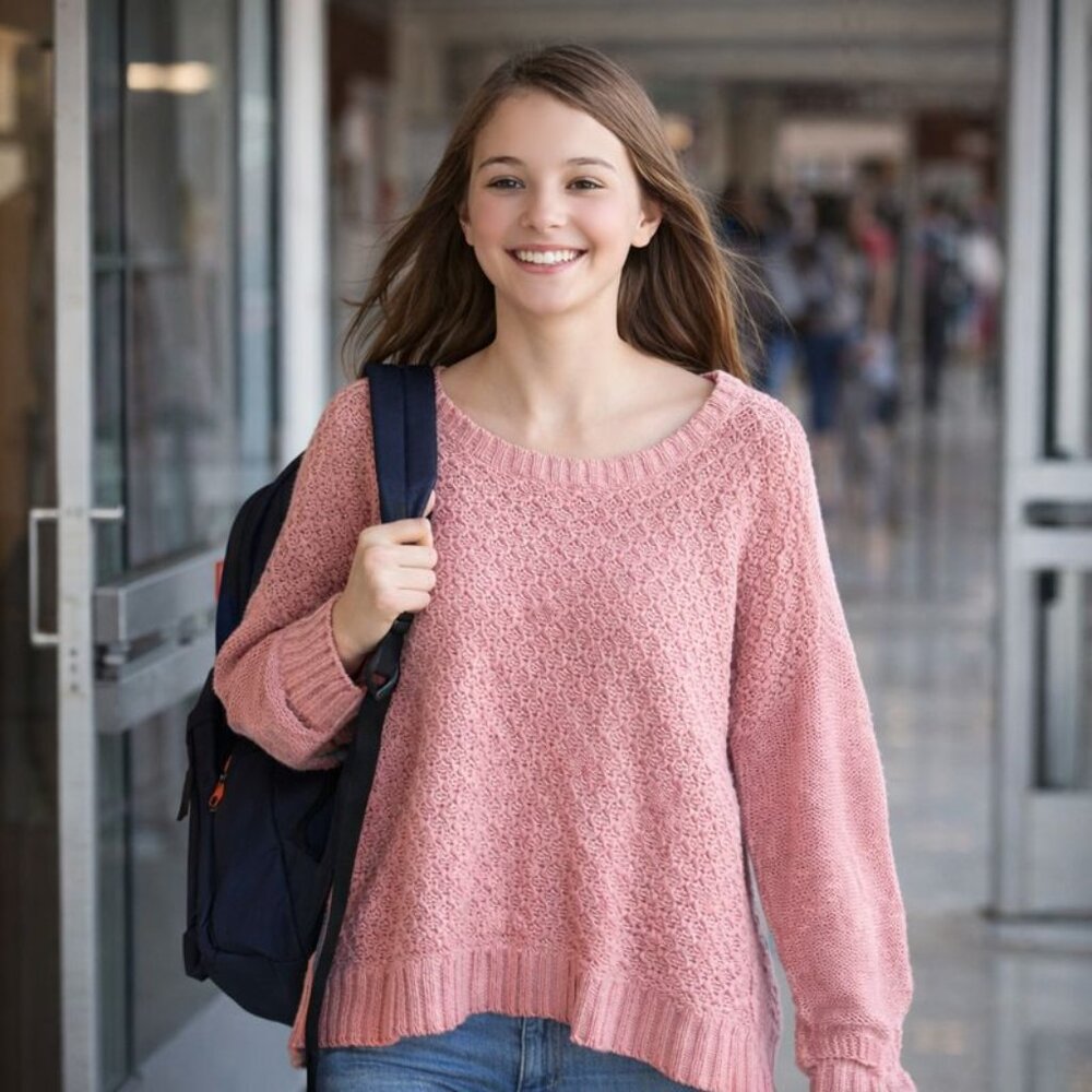 American Eagle Outfitters Marbled Salmon Scoop Neck Sweater M